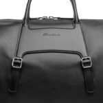 SANTONI BLACK LEATHER WEEKEND BAG