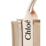 CHLOE SMALL WOODY TOTE BAG WITH STRAP LIGHT GOLD