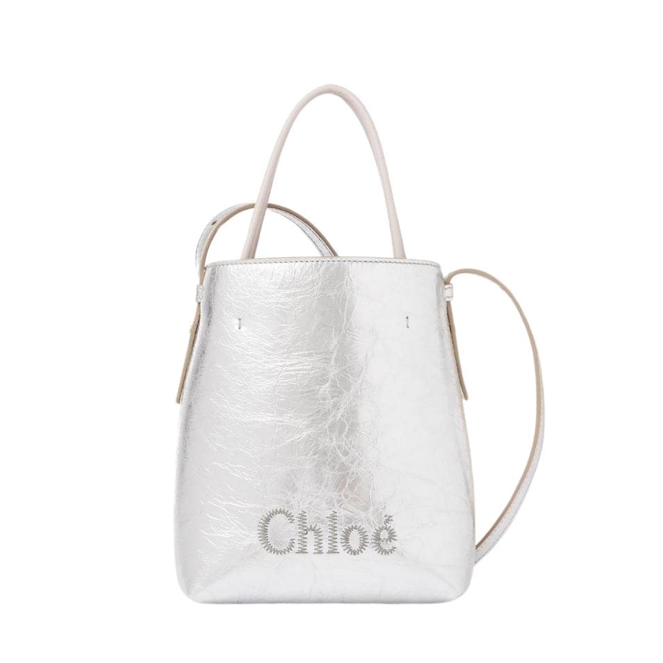 CHLOÉ SENSE MICRO TOTE BAG SILVER