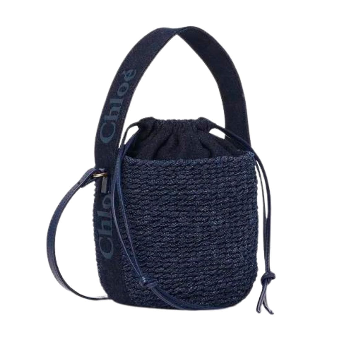 CHLOE SMALL WOODY BASKET DENIM