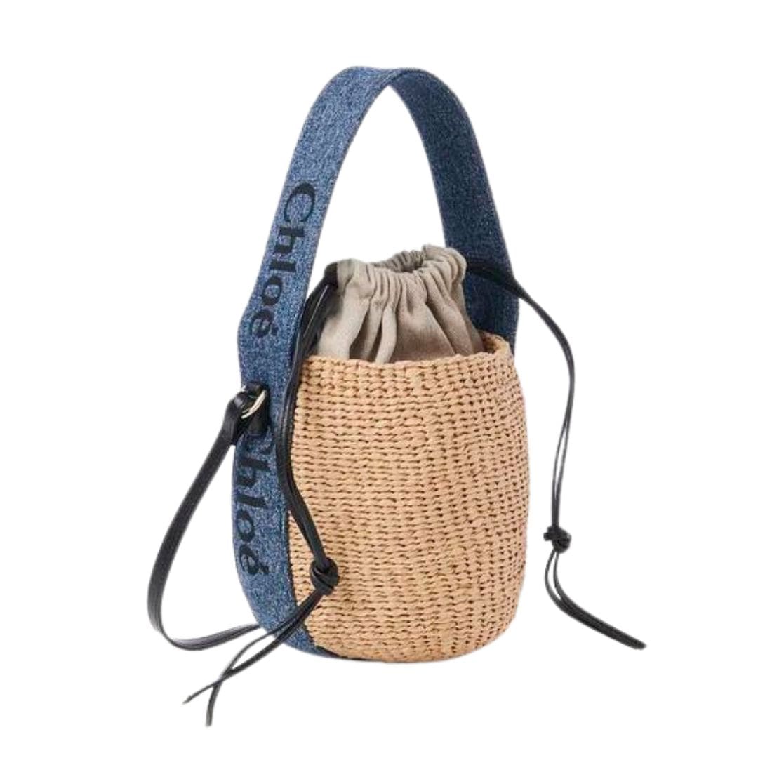 CHLOE SMALL WOODY BASKET DENIM