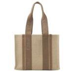 CHLOE WOODY TOTE BAG IN LINEN DARK NUT