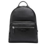SANTONI BLACK TUMBLED LEATHER BACKPACK