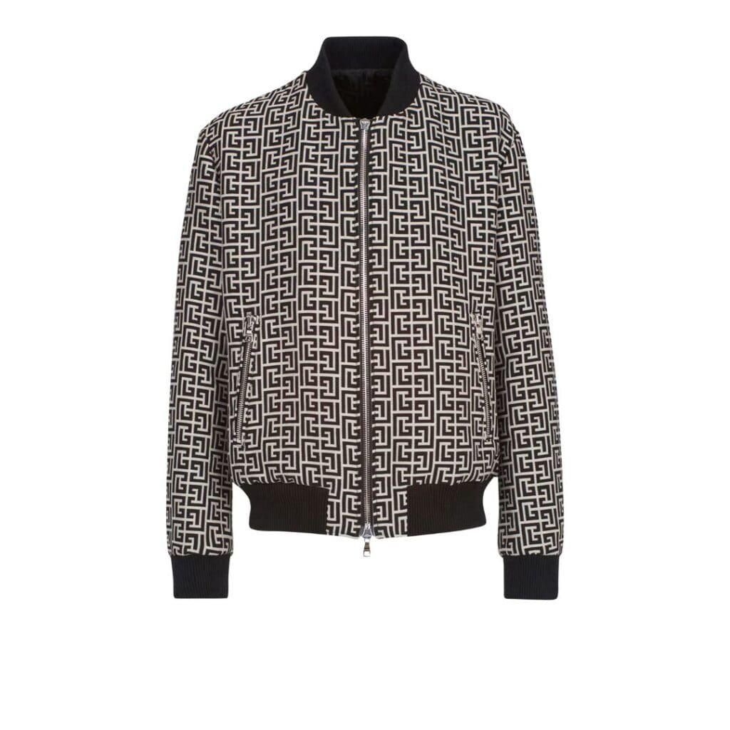  BLAMAIN REVERSIBLE COTTON BOMBER JACKET WITH BALMAIN MONOGRAM