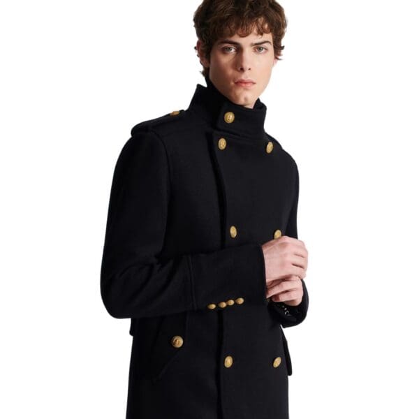 BALMAIN SHORT MILITARY STYLE COAT