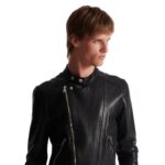 BALMAIN ZIPPED LEATHER BIKER JACKET