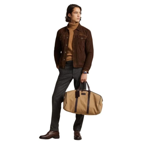 RALPH LAUREN LEATHER-TRIM CANVAS DUFFEL