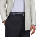 SANTONI REVERSIBLE AND ADJUSTABLE BLACK AND BLUE LEATHER BELT