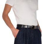 SANTONI REVERSIBLE AND ADJUSTABLE BLACK AND BROWN LEATHER BELT