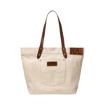 RALPH LAUREN LEATHER-TRIM TWILL TOTE