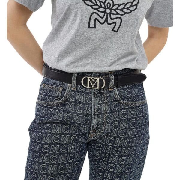 MCM MODE TRAVIA REVERSIBLE BELT 1” IN EMBOSSED LEATHER BLACK