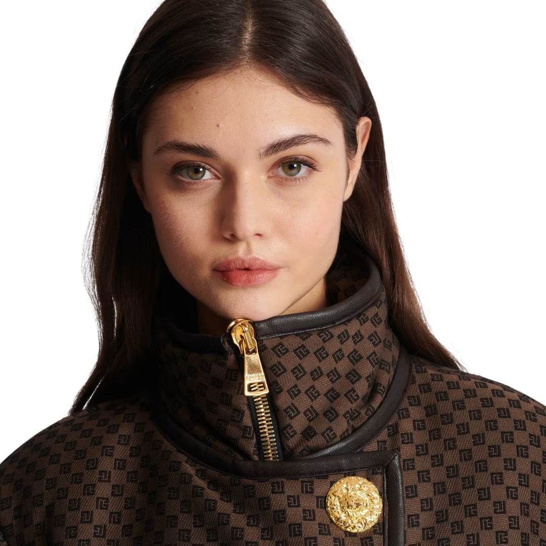 BALMAIN CROPPED MINI MONOGRAM JACKET