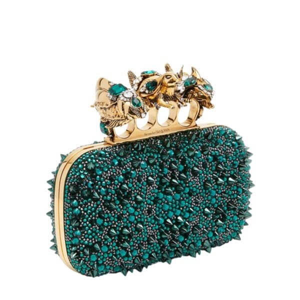 ALEXANDER MCQUEEN WOMANS BOSCH KNUCLE CLUTCH IN EMERALD