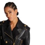 BALMAIN ZIPPED LEATHER BIKER JACKET