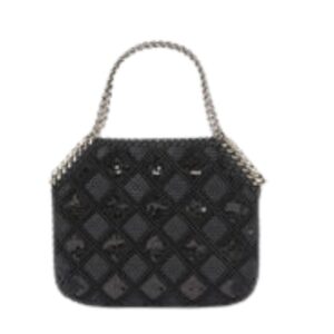 vSTELLA MCCARTNEY FALABELLA CHECKED SEQUIN EMBROIDERY EVENING TOTE BAG