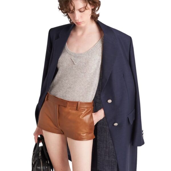 PRADA NAPPA LEATHER SHORTS