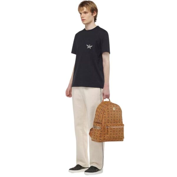 MCM STARK SIDE STUDS BACKPACK IN VISETOS COGNAC