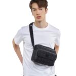 MCM AREN MESSENGER BAG IN VISETOS BLACK