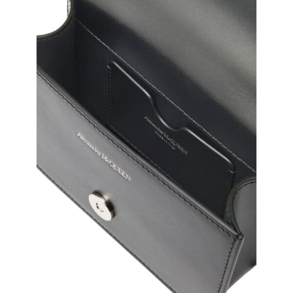 ALEXANDER MCQUEEN WOMANS THE BIKER MINI JEWELLED SATCHEL IN BLACKWHITE