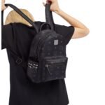 MCM MINI STARK SIDE STUDS BACKPACK IN VISETOS BLACK