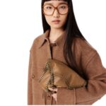 STELLA MCCARTNEY FRAYME STUDDED GRAINY ALTER MAT MEDIUM FLAP SHOULDER BAG