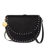 STELLA MCCARTNEY FRAYME STUDDED GRAINY ALTER MAT MEDIUM FLAP SHOULDER BAG