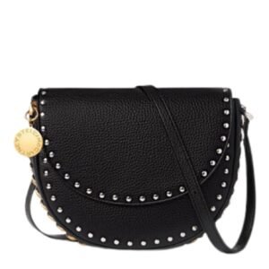 STELLA MCCARTNEY FRAYME STUDDED GRAINY ALTER MAT MEDIUM FLAP SHOULDER BAG