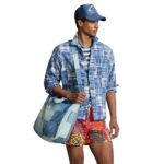 RALPH LAUREN PATCHWORK DENIM SHOPPER TOTE