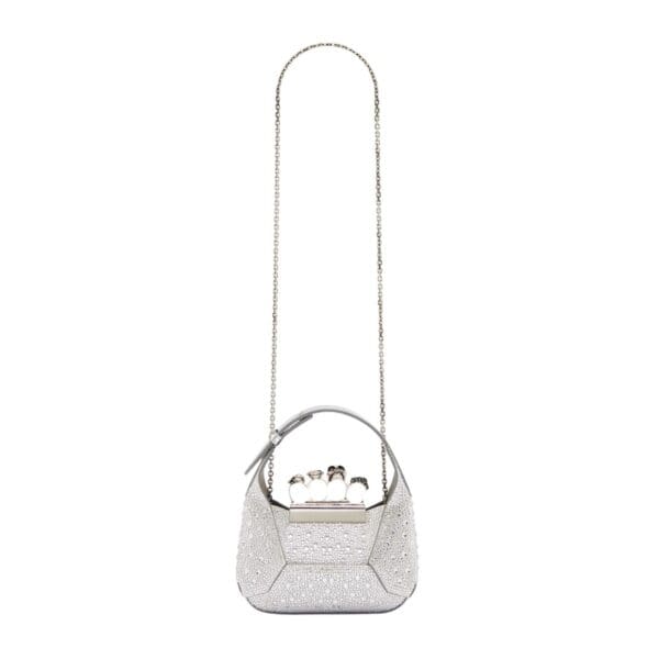 ALEXANDER MCQUEEN WOMENS THE JEWELLED HOBO BAG IN SILVER