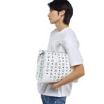 MCM LARGE MÜNCHEN TOTE IN VISETOS WHITE