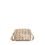 MCM SMALL AREN CROSSBODY IN MEGA LAUREL VISETOS BEIGE