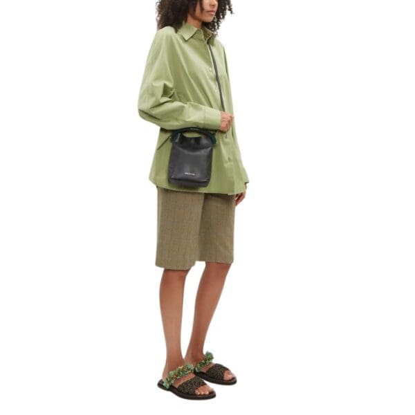 LA GARCONNE DRIES VAN NOTEN CRISP LEATHER BAG BLACK