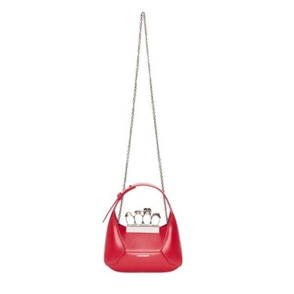 ALEXANDER MCQUEEN WOMENS THE JEWELLED HOBO MINI BAG IN WELSH RED