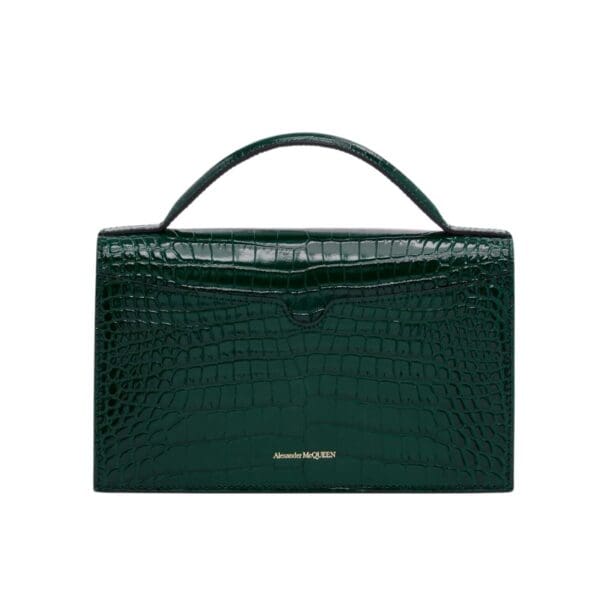 ALEXANDER MCQUEEN WOMENS TOP HANDLE SKULL BAG IN EMERALD