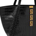VERSACE CROC-EFFECT GRECA GODDESS LARGE TOTE BAG