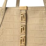 VERSACE CROC-EFFECT GRECA GODDESS LARGE TOTE BAG