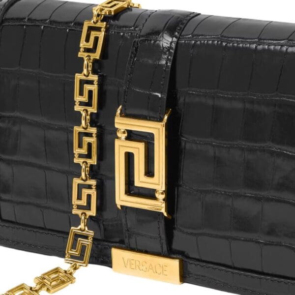 VERSACE CROC-EFFECT GRECA GODDESS MINI BAG