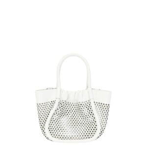 PROENZA EXTRA SMALL RUCHED TOTE IN PERFORATED LEATHER OPTIC WHITE