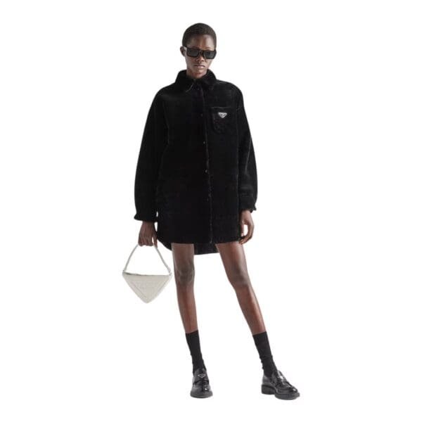 PRADA REVERSIBLE GABARDINE AND SHEARLING COAT