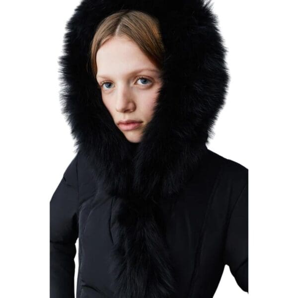 MACKAGE ADALI DOWN COAT WITH BLUE FOX FUR SIGNATURE MACKAGE COLLAR