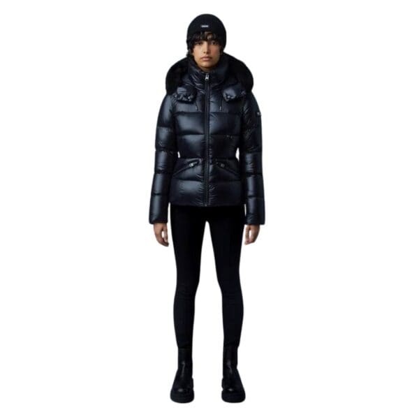MACKAGE MADALYN LUSTROUS LIGHT DOWN JACKETWITH SHEARLING