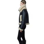 mackage penelopa sheepskin jacket with double collar