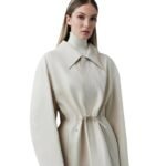 mackage glory calfskin trench coat with waist drawcord
