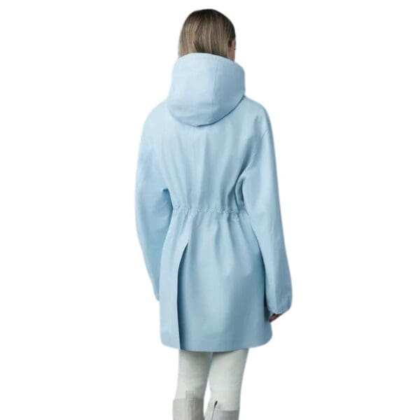 mackage autumn monochromatic leather coat with hood