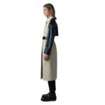 MACKAGE LEIKO MAXI TWO-TONED TWILL & LEATHER TRENCH