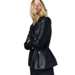 MACKAGE DAY LEATHER BIKER JACKET WITH PEPLUM