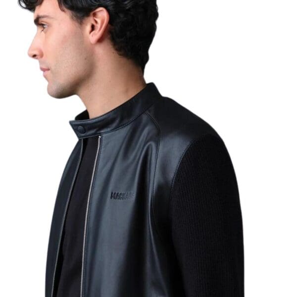 mackage dominic knit mixed-media jacket