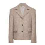 MAGDA BUTRYM SINGLE BREASTED SHORT ALPACA COAT IN BEIGE