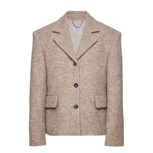 MAGDA BUTRYM SINGLE BREASTED SHORT ALPACA COAT IN BEIGE