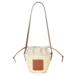 LOEWE BUCKET BAG WITH DRAWSTRING IN PALM LEAF AND CALFSKIN